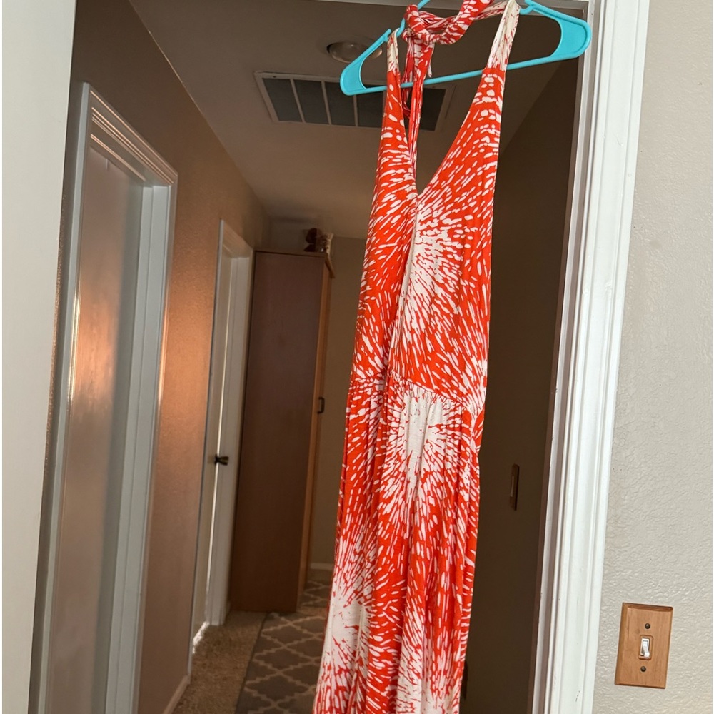 Orange and White, Cotton summer neck tie dress